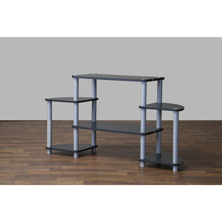 Baxton Studio Orbit Black and Silver 3-Tier TV Stand 107-5379